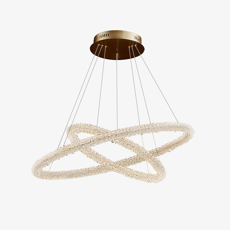 Kristy Art Deco Chandelier, Metal & Crystal, 1/2/3 Ring