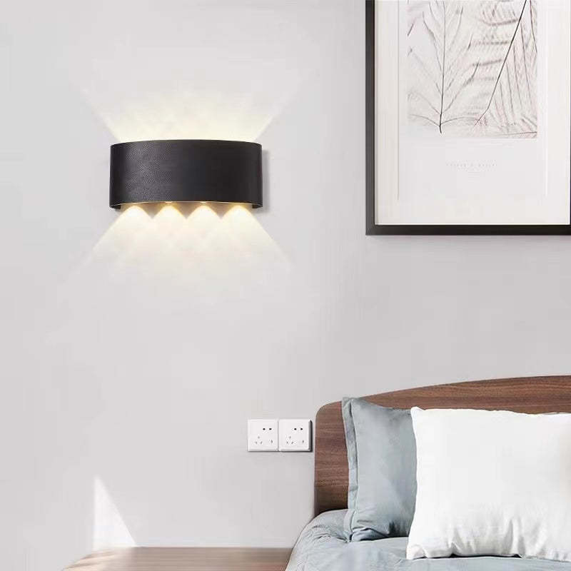 Ray Modern Rectangular Metal Outdoor Wall Lamp, Black/White, Water-wave