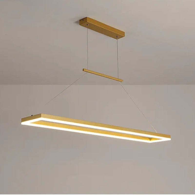 Arisha Modern Rectangular Hanging Pendant Light, Gold/Coffee