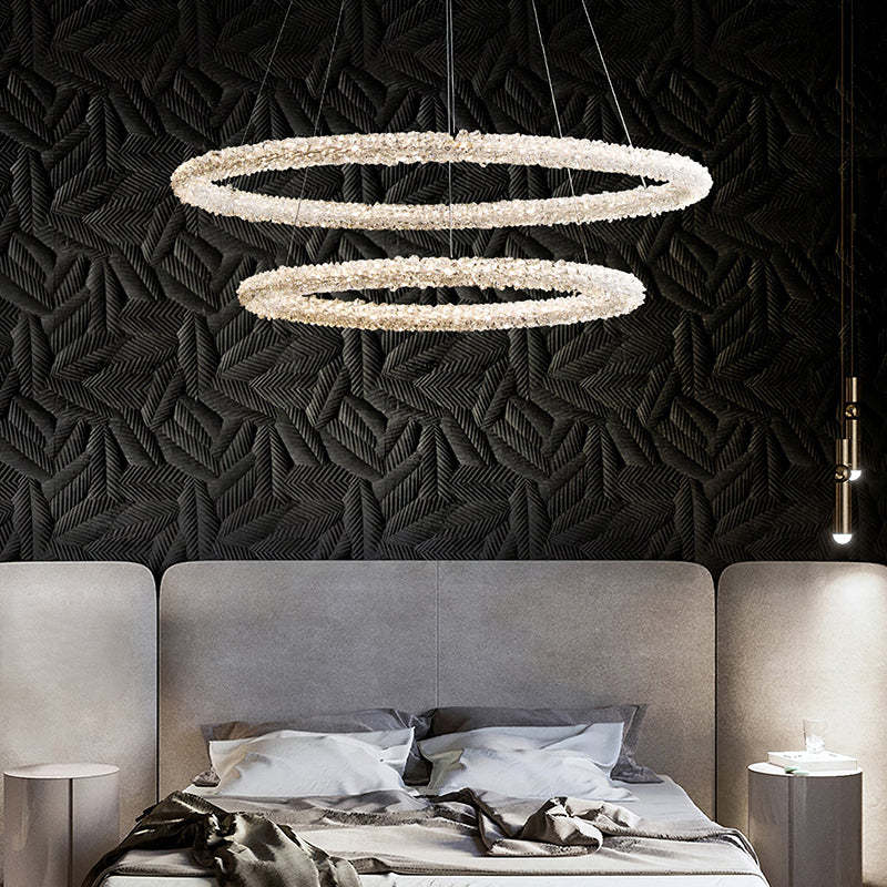Kristy Art Deco Chandelier, Metal & Crystal, 1/2/3 Ring