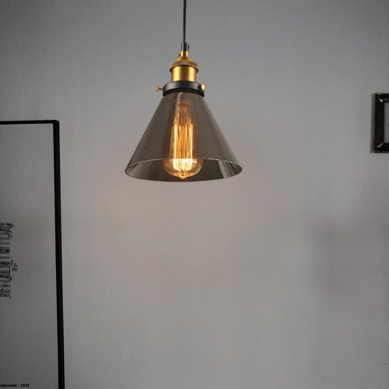 Valentina Industrial Glass Pendant Light Clear/Amber/Smoke Grey