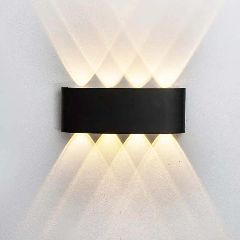 Ray Modern Rectangular Metal Outdoor Wall Lamp, Black/White, Water-wave