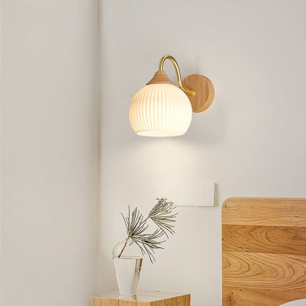 Muto Nordic Minimalist Indoor Wall Lamp Glass Wood Bedroom Balcony