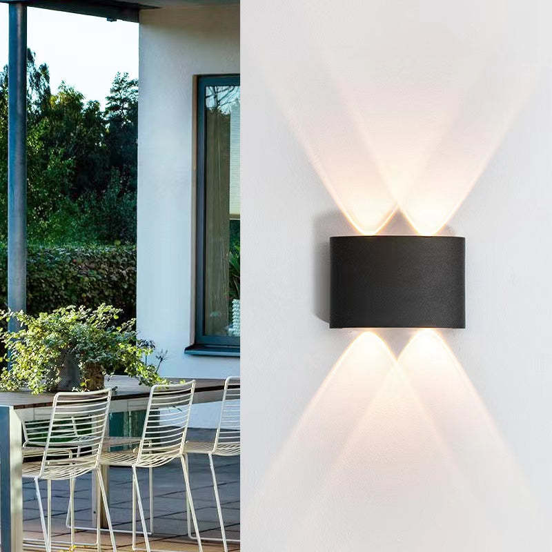 Ray Modern Rectangular Metal Outdoor Wall Lamp, Black/White, Water-wave