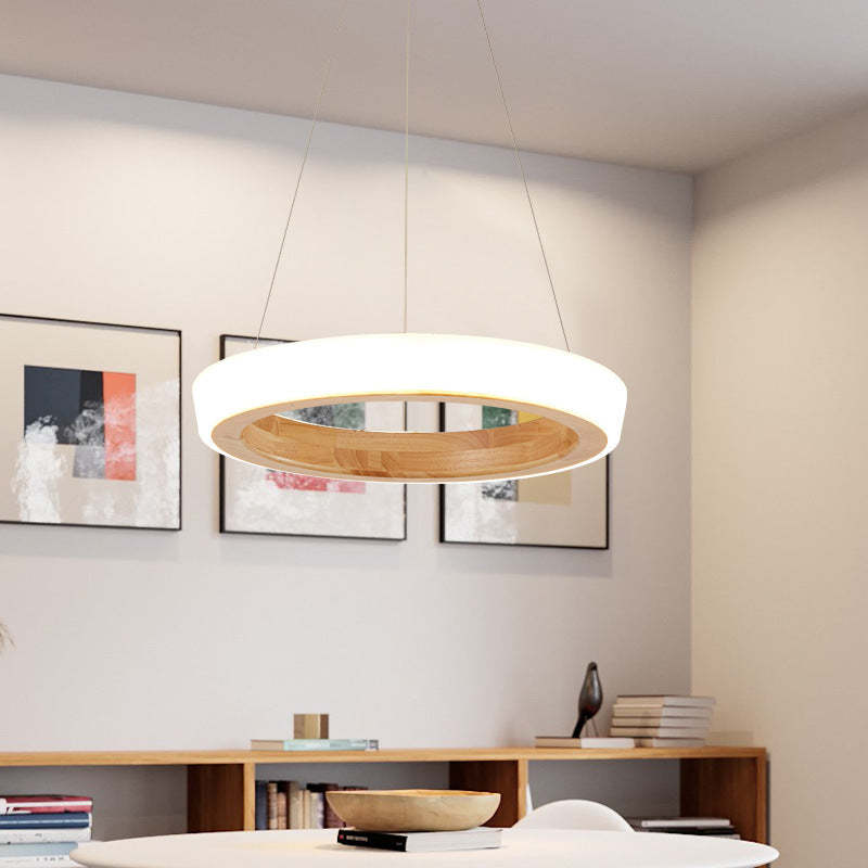 Muto Modern Ring Wood Pendant Light