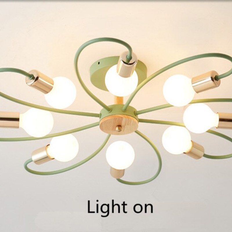Arisha Elegant Metal/Glass Flush Mount Ceiling Light, Grey/Green