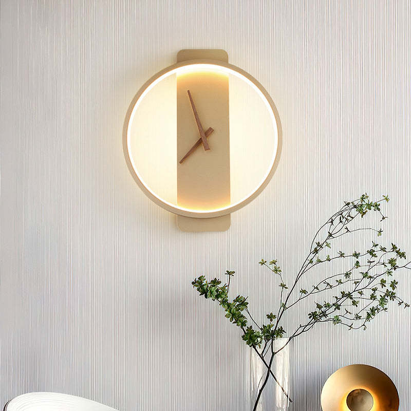 Valentina Arisha Square Clock Metal & Acrylic Wall Lamp, Gold