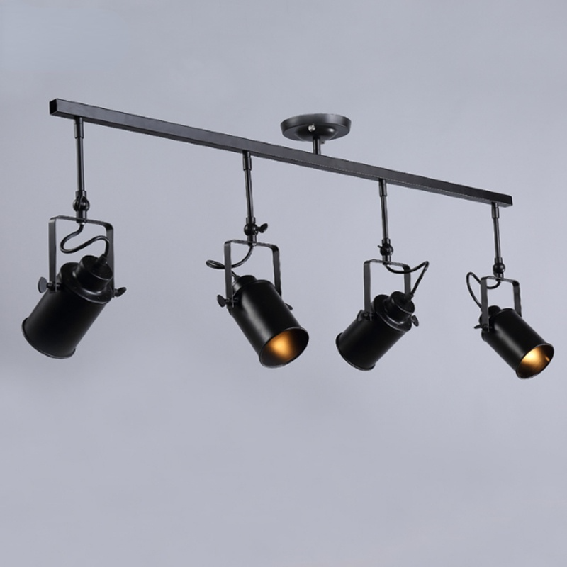 Silva Vintage Adjustable Semi-Flush Mount Ceiling Light, Black