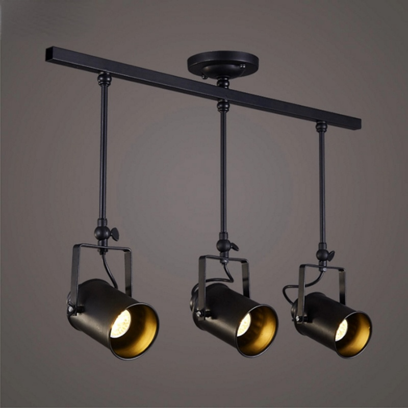 Silva Vintage Adjustable Semi-Flush Mount Ceiling Light, Black