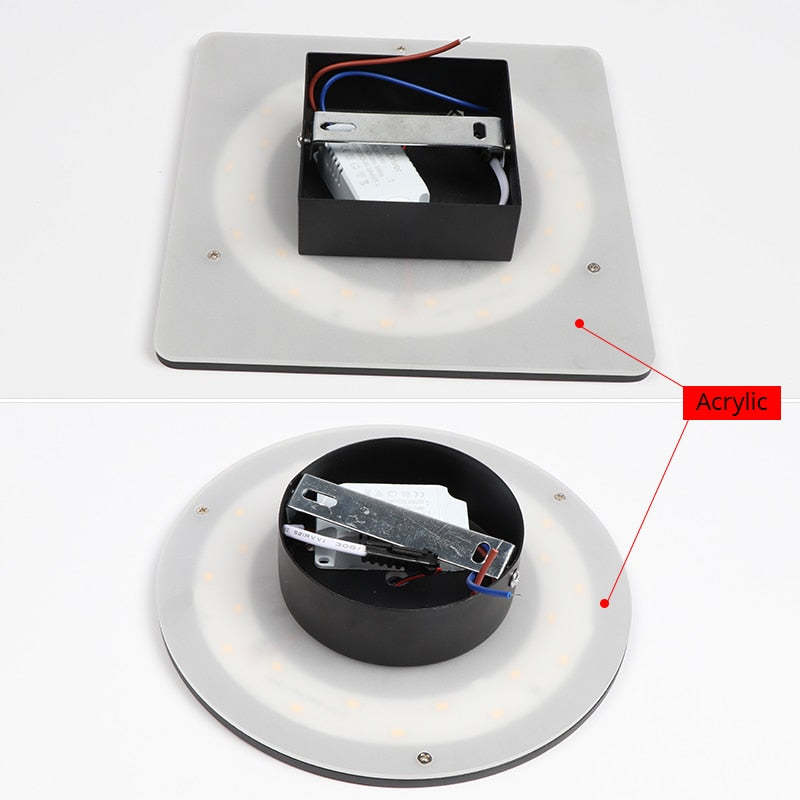 Ray Minimalist Round/Square Outdoor Wall Lamp LED, Black/White