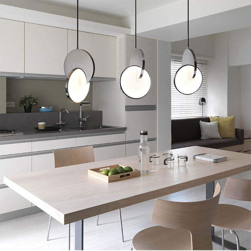 Arisha Pendant Light, Disc, Gold/Silver