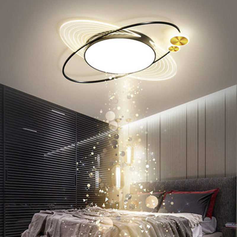 Arisha Simple Design Circle LED Flush Mount Ceiling Light, Black/Gold