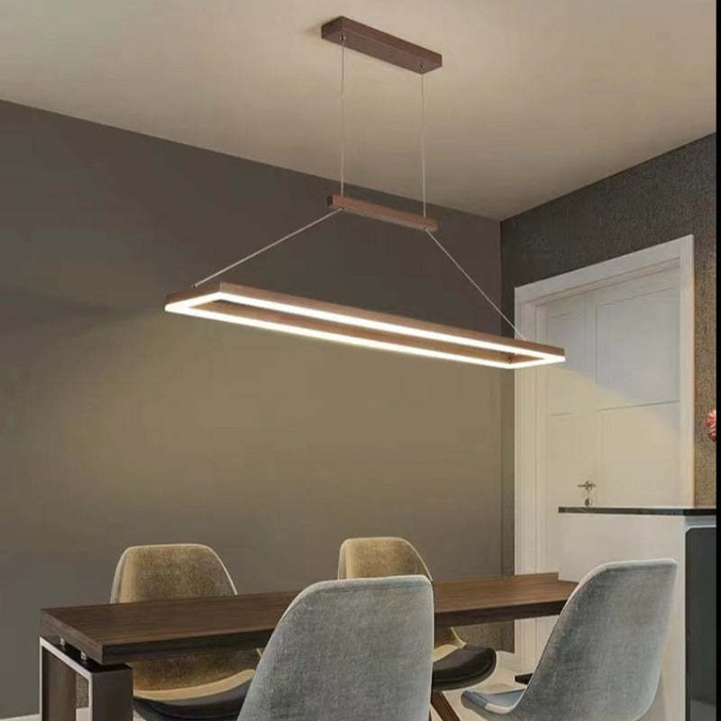 Arisha Modern Rectangular Hanging Pendant Light, Gold/Coffee
