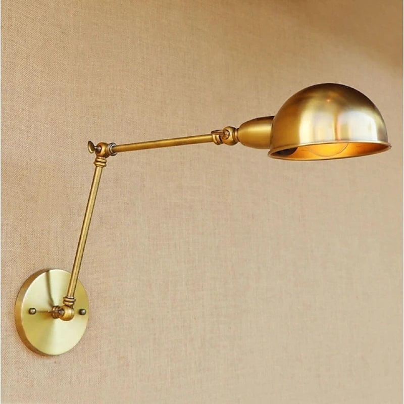 Epoch Vintage Semi-sphere Metal Swing Arm Foldable Wall Lamp, Bronze