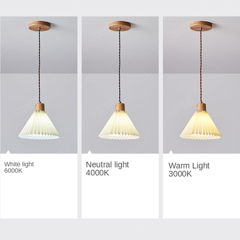 Muto Pendant Light Umbrella Shape Art, Wood, White, Bedroom