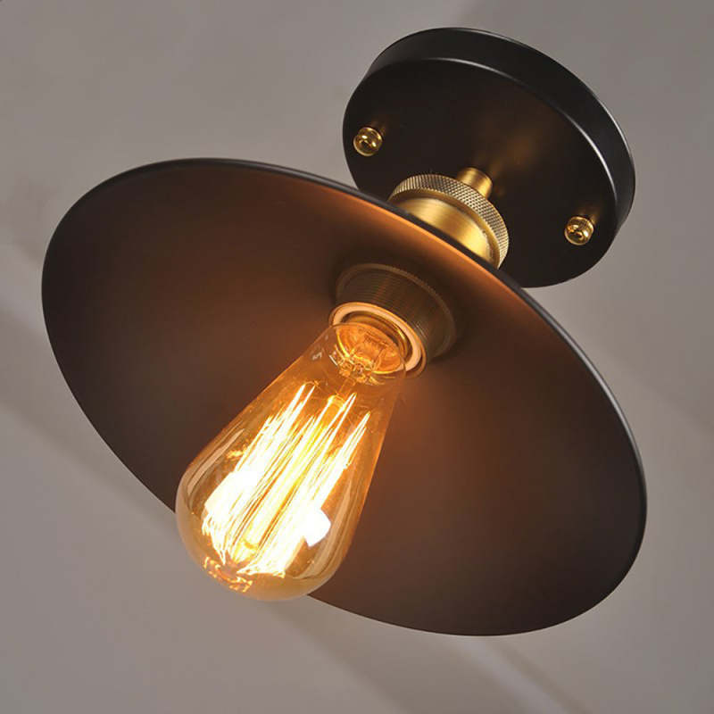 Austin Industrial Cone Metal Ceiling Light, Black