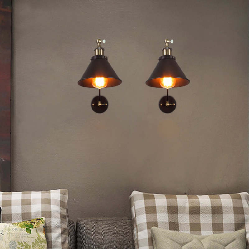 Epoch Retro Wall Lamp with Swing Arm, Metal, Black & Gold