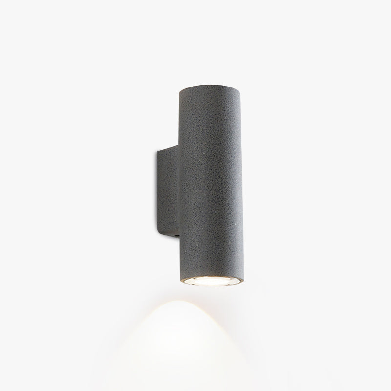 Ray Minimalist Cylindrical Double-headed Cement Outdoor Wall Lamp, Black/White