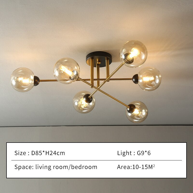 Valentina Industrial Glass Globe Chandelier LED, 6 Style
