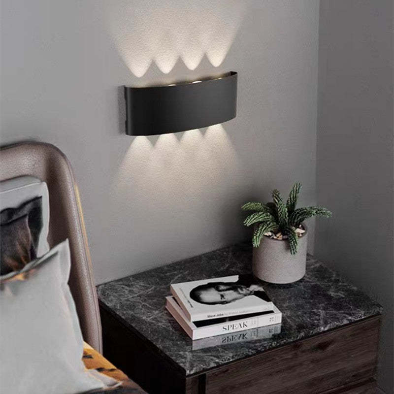 Ray Modern Rectangular Metal Outdoor Wall Lamp, Black/White, Water-wave