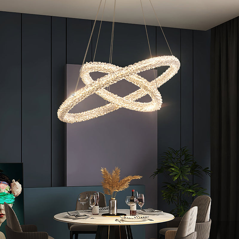 Kristy Art Deco Chandelier, Metal & Crystal, 1/2/3 Ring