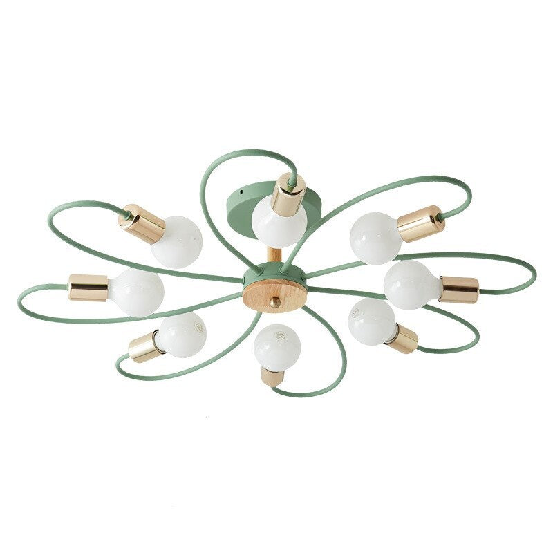 Arisha Elegant Metal/Glass Flush Mount Ceiling Light, Grey/Green