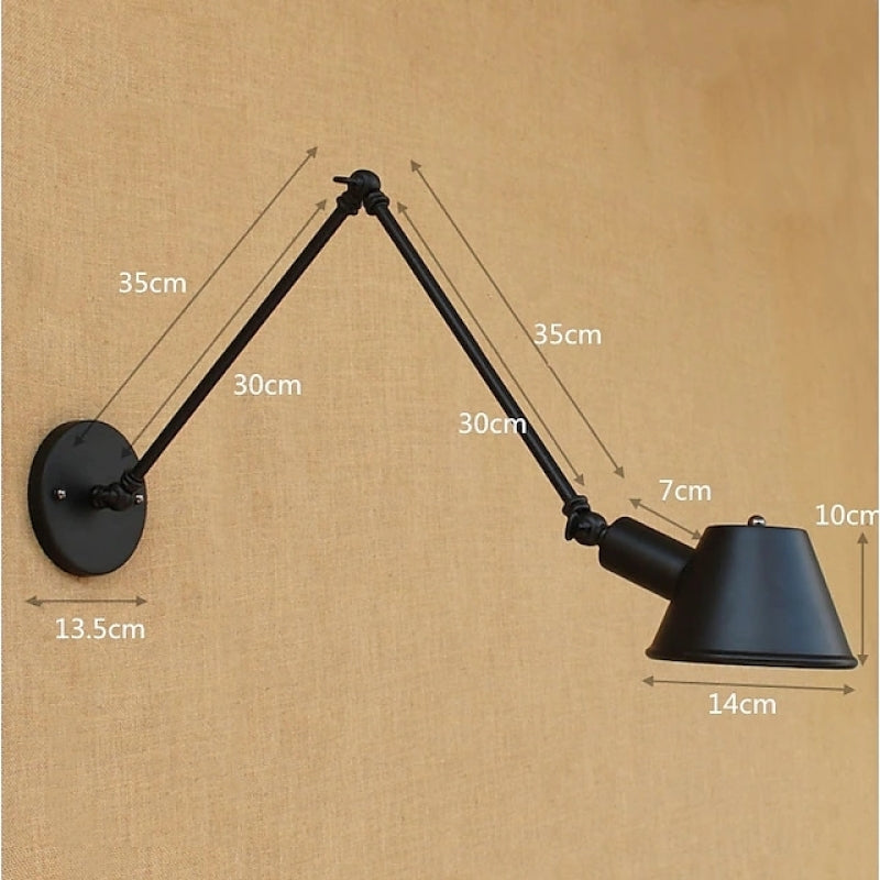 Epoch Rotatable Wall Lamp with Swing Arm, Black/Rust