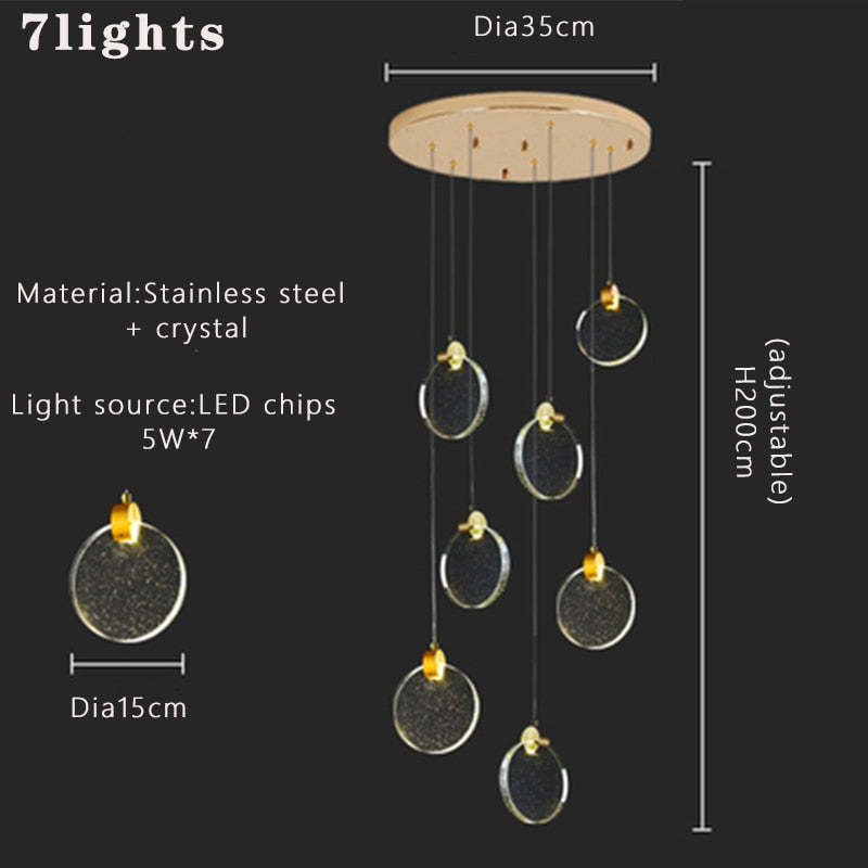 Kristy Luxury Circular Ripple Round Crystal Golden Chandelier