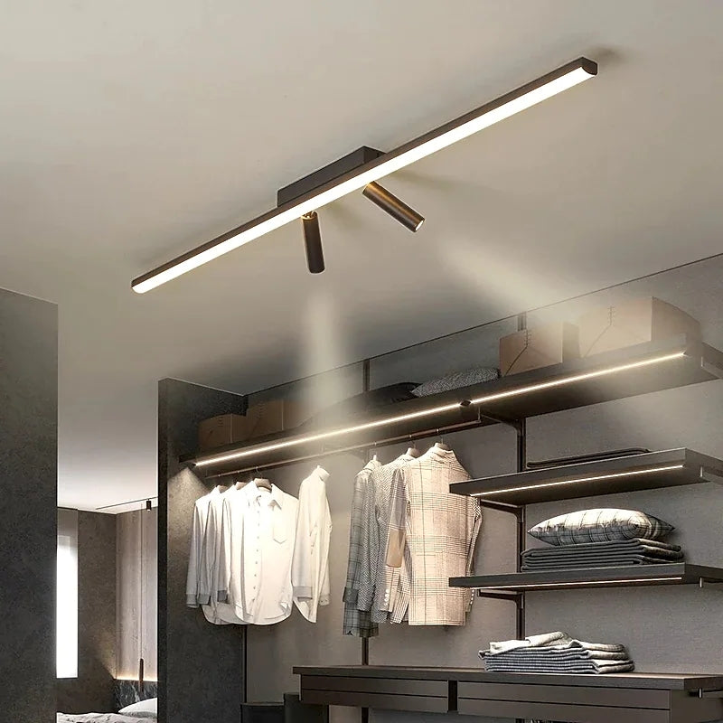 Aim Simple Metal Linear LED Ceiling Light Spotlight Black