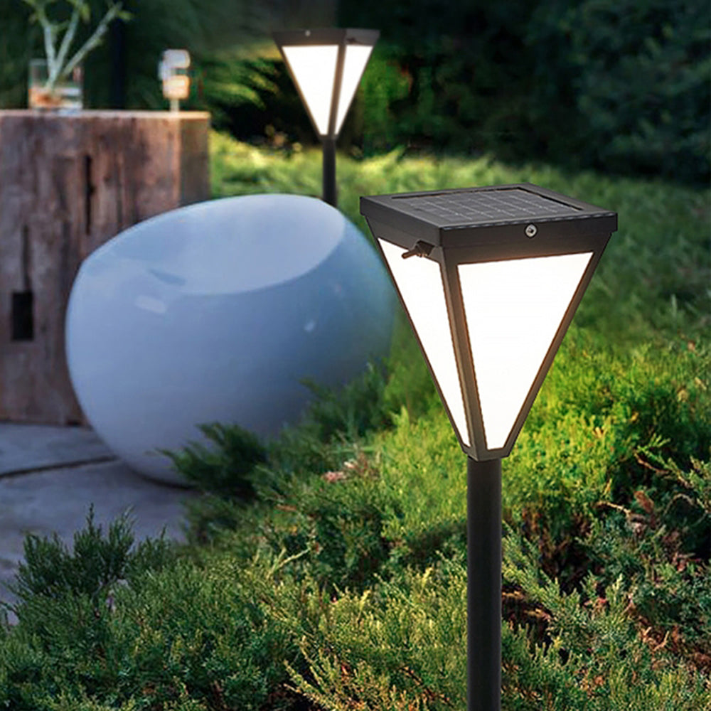 Ray Modern Metal Tapered Solar Outdoor Path Light, Black