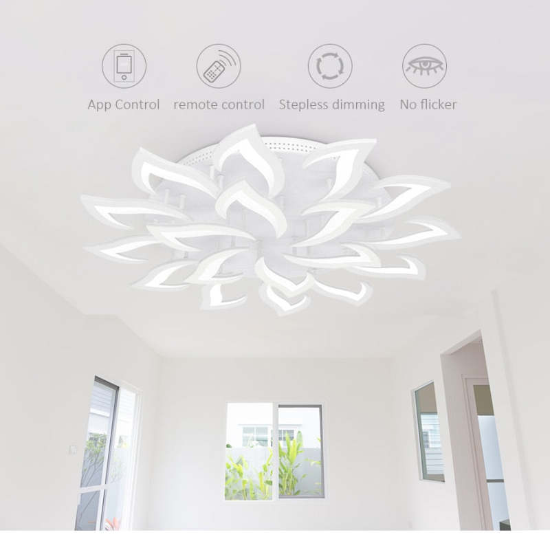Arisha Elegant Flower Flush Mount Ceiling Light, White/Black