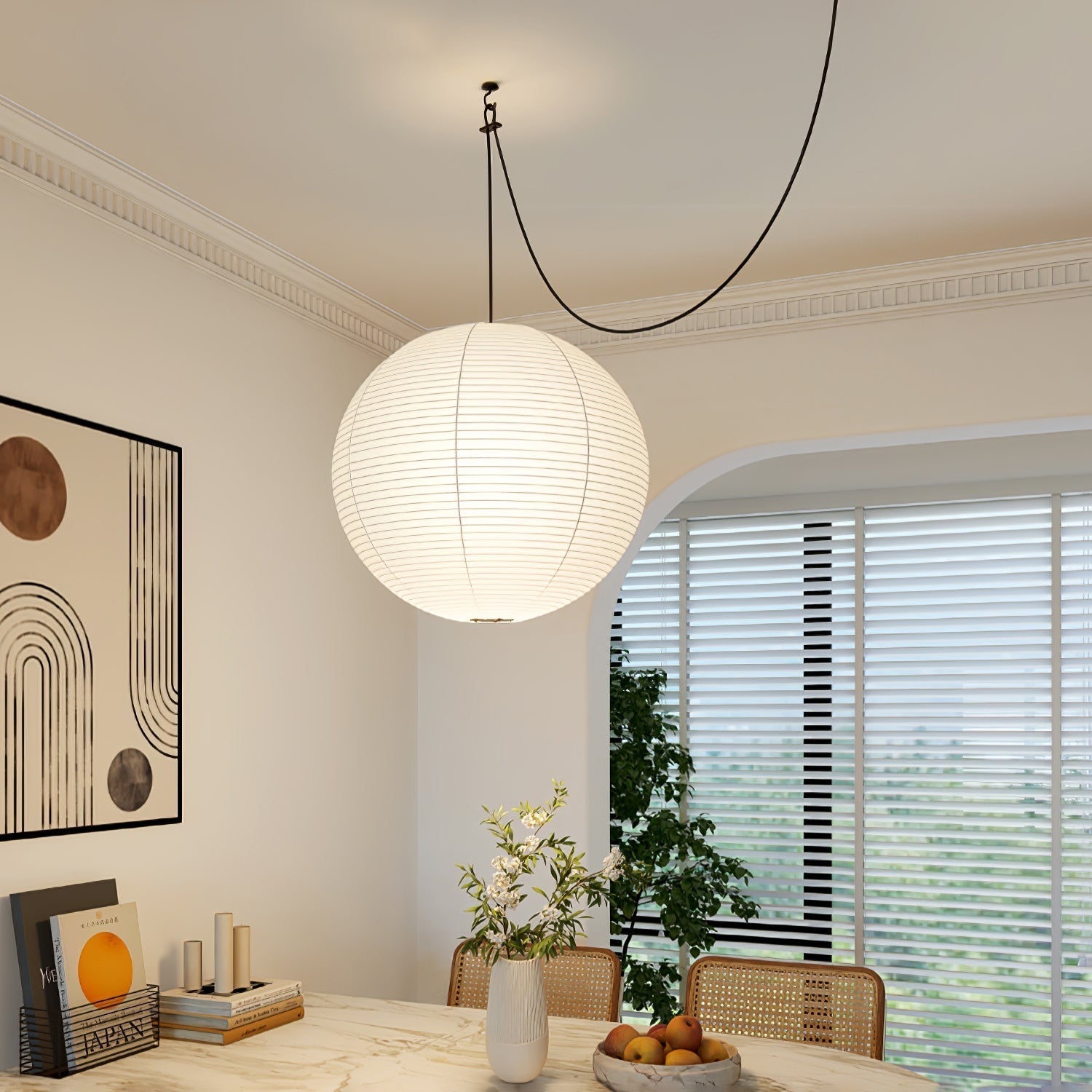 Ritta Pendant Light Wabi-sabi Globe Paper