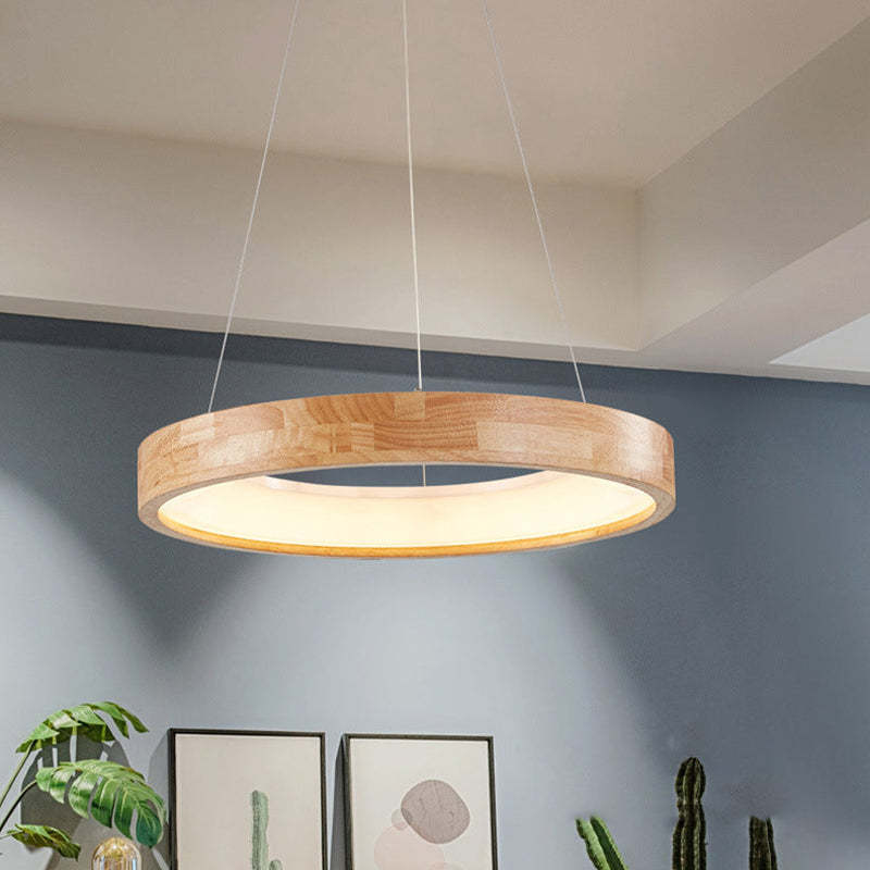 Muto Modern Ring Wood Pendant Light
