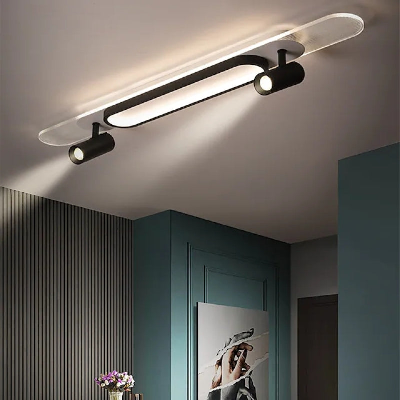 Aim Modern Rectangular LED Metal/Acrylic Ceiling Light, Black/White