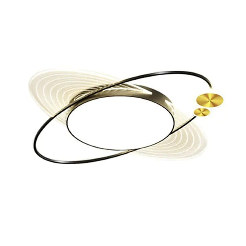 Arisha Simple Design Circle LED Flush Mount Ceiling Light, Black/Gold