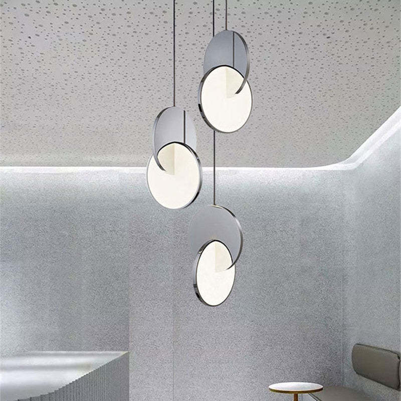 Arisha Pendant Light, Disc, Gold/Silver