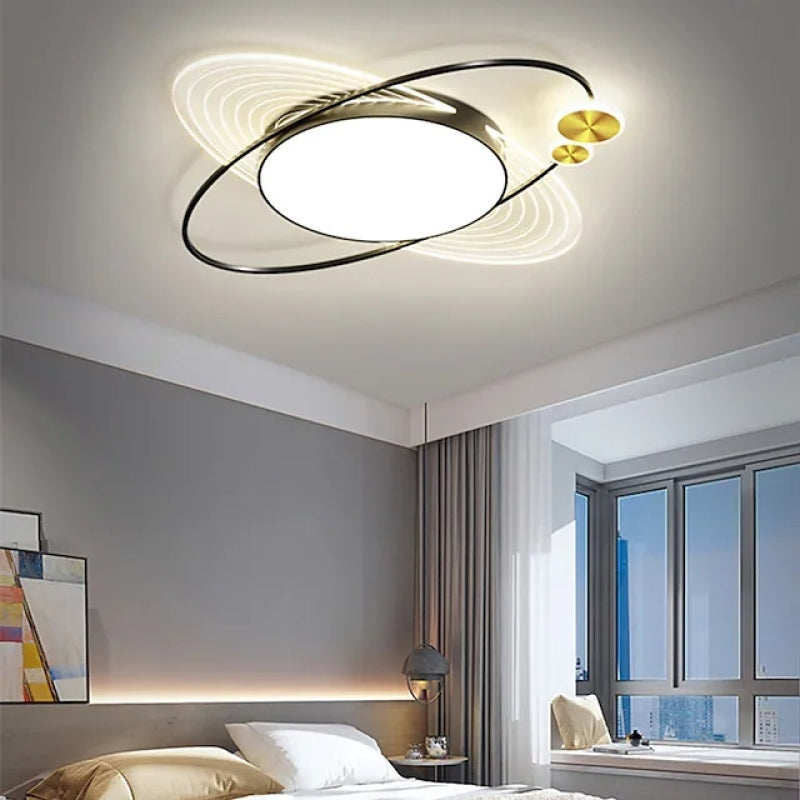 Arisha Simple Design Circle LED Flush Mount Ceiling Light, Black/Gold