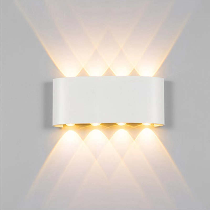 Ray Modern Rectangular Metal Outdoor Wall Lamp, Black/White, Water-wave