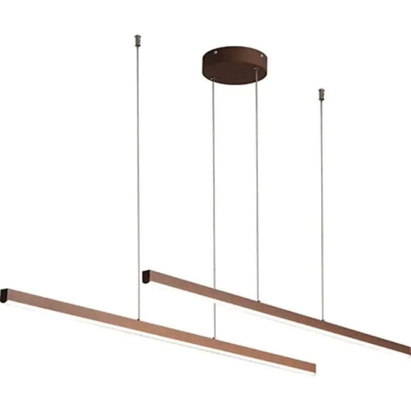 Arisha Modern Minimalist Double-Linear Metal Pendant Light, Brown