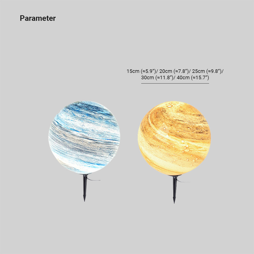 Ray Decorative Solar Acrylic Planet Outdoor Ground Light, Milk Curry/Blue