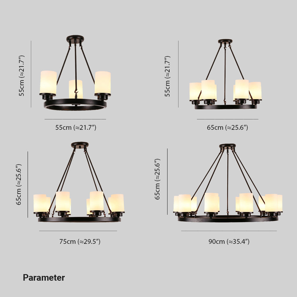 Silva Retro Black Metal/Glass Chandelier for Living Room
