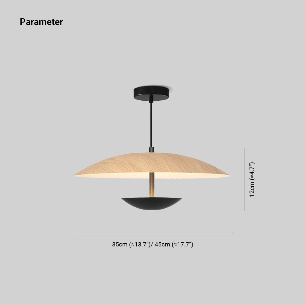 Muto Nordic LED Frisbee Pendant Light Wood & Brown