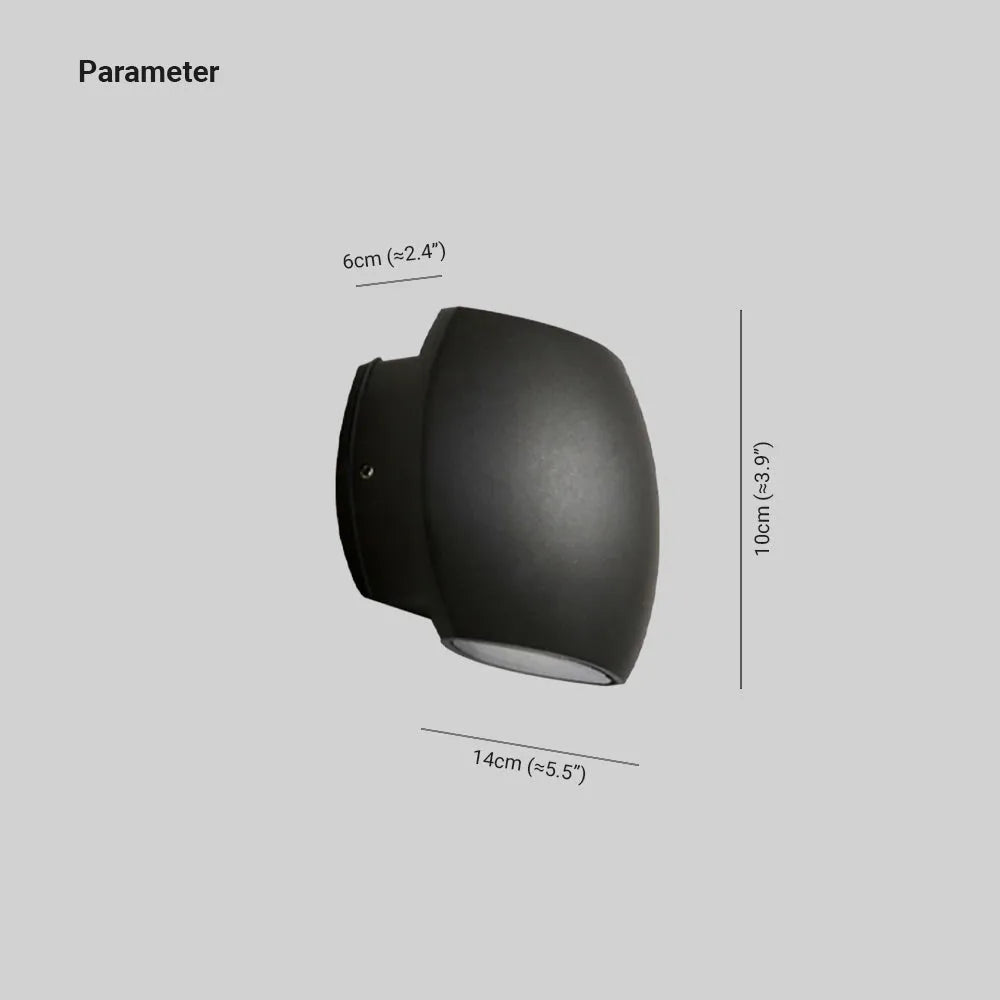 Ray Minimalist Geometric Metal Outdoor Wall Lamp, Black/Grey