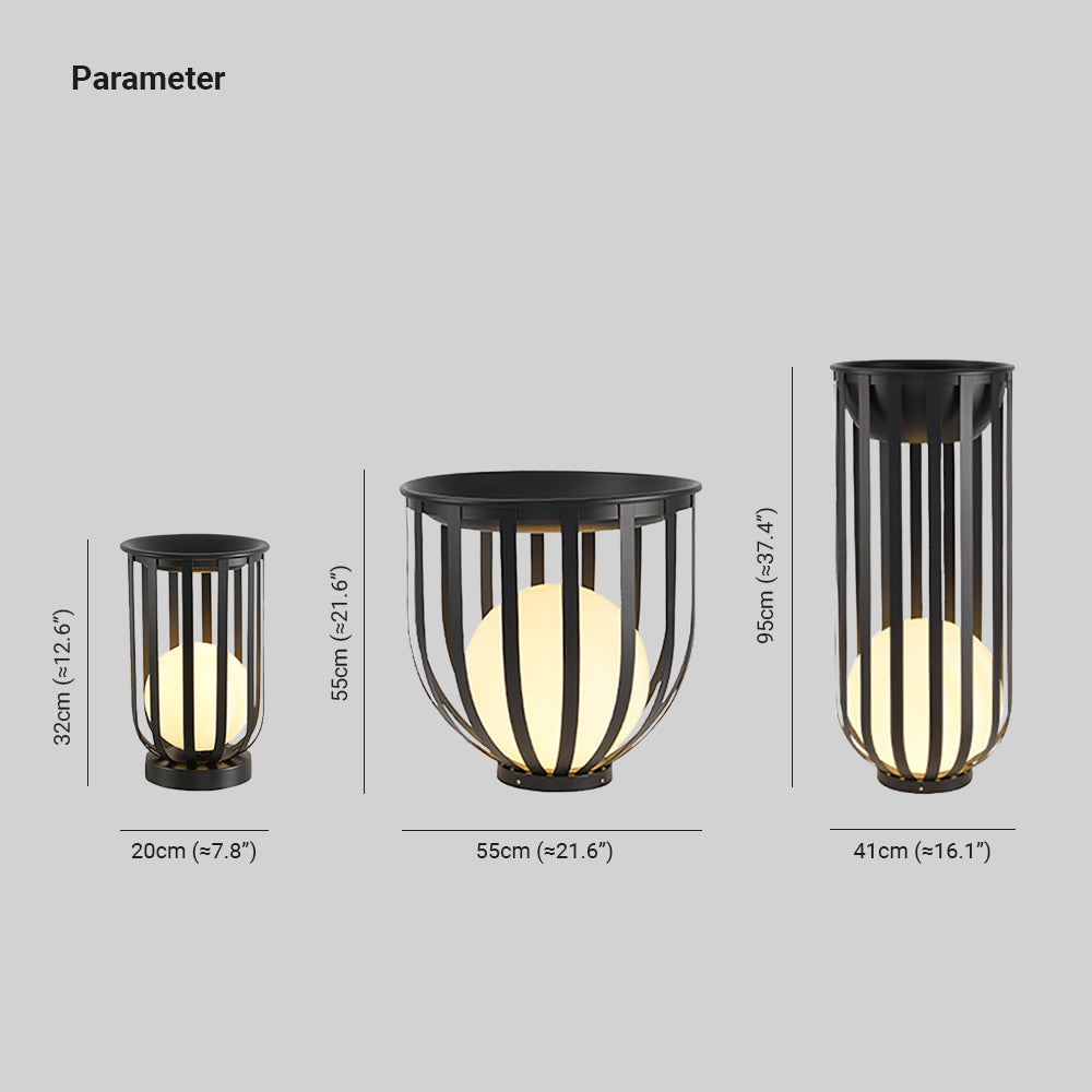 Ray Modern Globe Solar/Rechargeable Outdoor Floor Lamp, Black