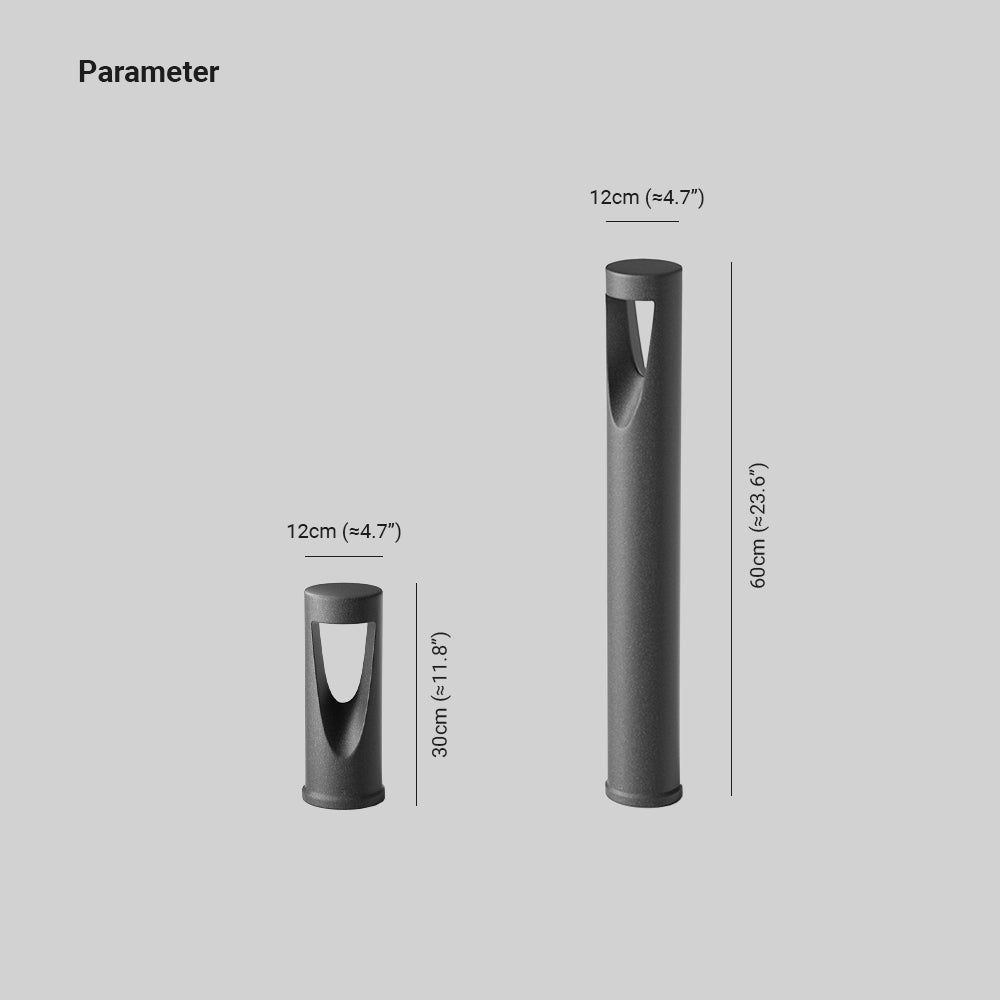 Ray Contemporary Metal Cylindrical Hollow Outdoor Path Light, Black