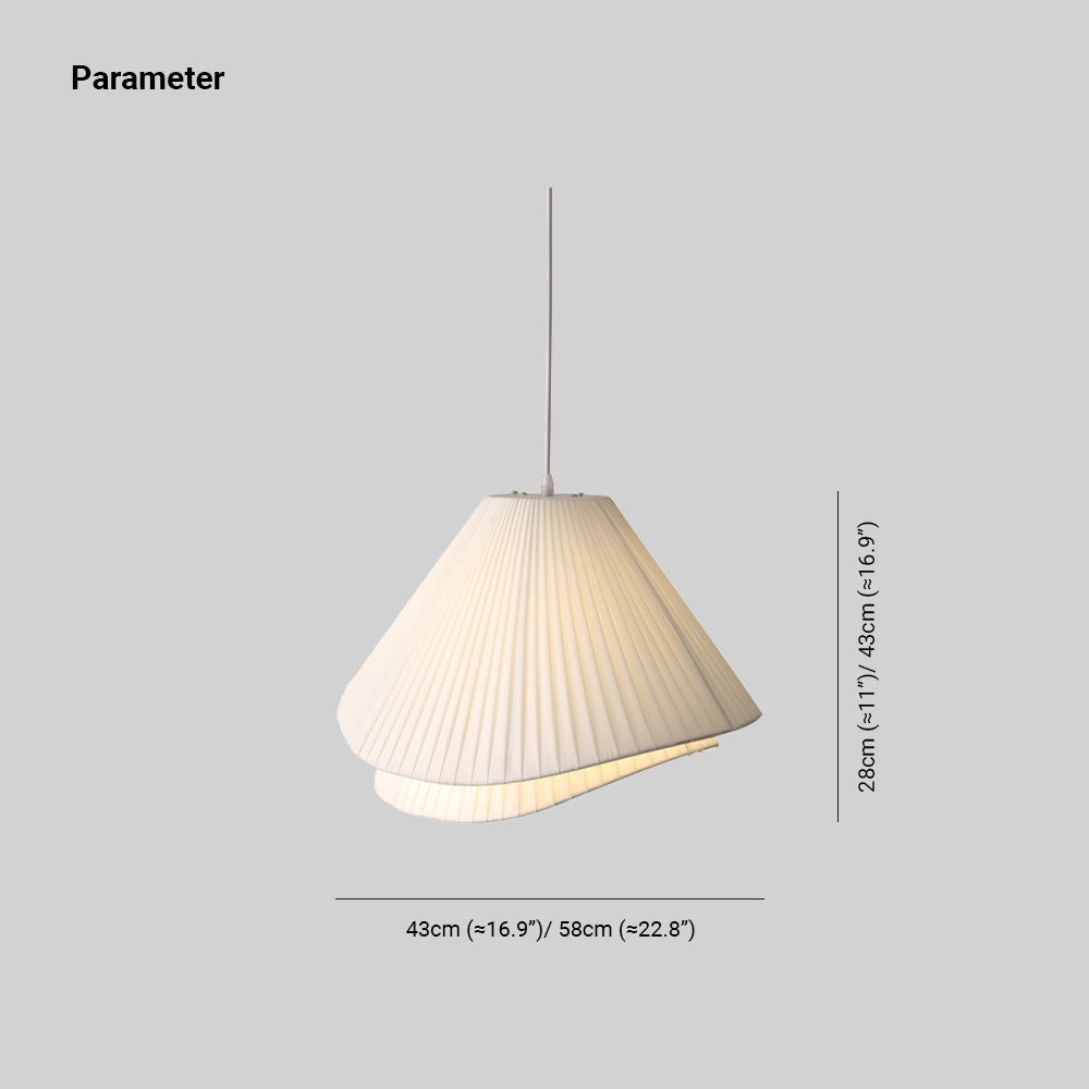 Ritta Minimalist Double Overlap Fabric LED Pendant Light, White