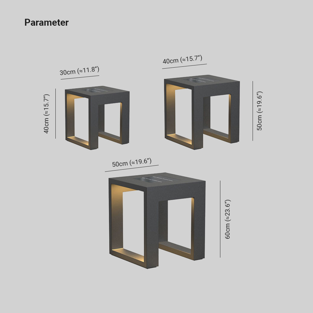 Ray Simple Hollow Cube Metal/Acrylic Outdoor Floor Lamp, Black
