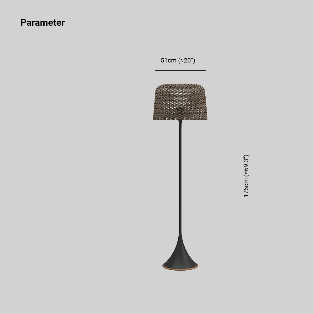 Ritta Waterproof Outdoor Floor Lamp, Rattan,Balcony/Terrace