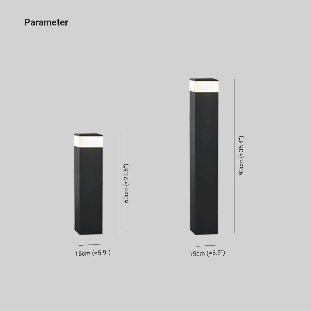 Ray Modern Metal Rectangular Outdoor Path Light, Black