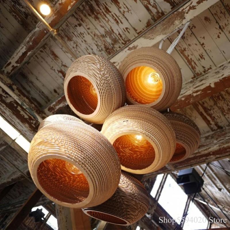 Muto Pastoral Silkworm Rustic Paper Pendant Light
